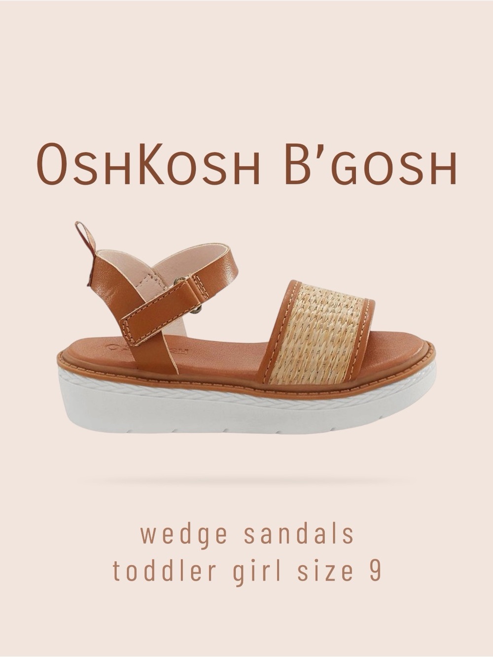 OshKosh B’gosh Leo Toddler Girls Wedge Sandals w/ velcro strap size 9